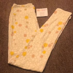 Lularoe os leggings cream pink orange design NEW